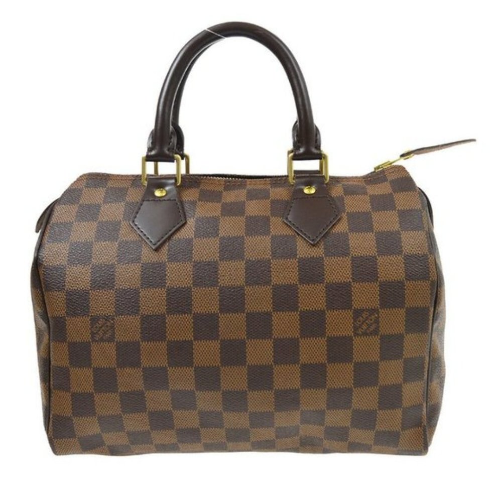 AUTHENTIC LOUIS VUITTON SPEEDY 25 HAND BAG PURSE DAMIER EBENE AA3079